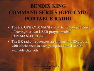  BENDIX KING COMMAND SERIES GPH-CMD PORTABLE RADIO 