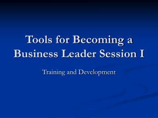 Apparatuses for Becoming a Business Leader Session I 