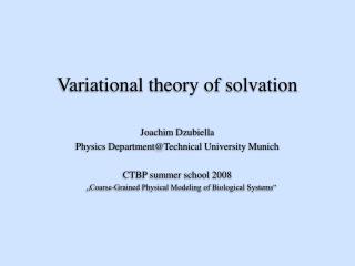  Variational hypothesis of solvation 