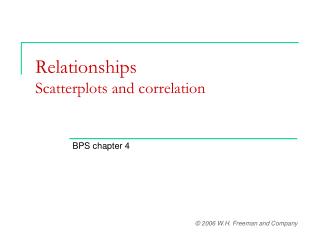  Connections Scatterplots and relationship 