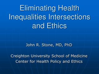  Disposing of Health Inequalities Intersections and Ethics 