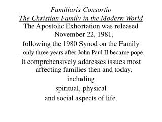  Familiaris Consortio The Christian Family in the Modern World 