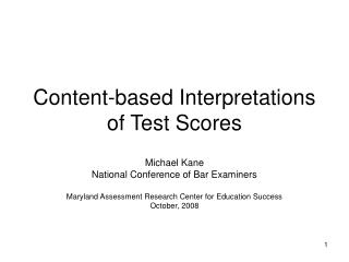  Substance based Interpretations of Test Scores 