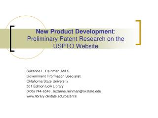  New Product Development: Preliminary Patent Research on the USPTO Website 