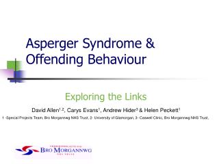  Asperger Syndrome Offending Behavior 