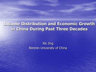  Salary Distribution and Economic Growth in China During Past Three Decades 