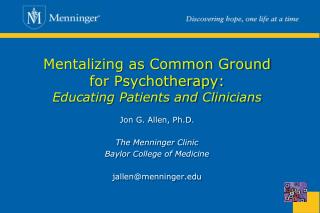  Mentalizing as Common Ground for Psychotherapy: Educating ... 