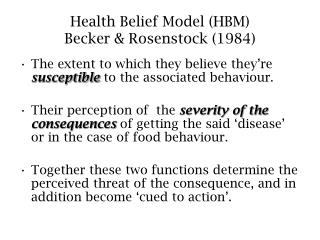  Wellbeing Belief Model HBM Becker Rosenstock 1984 