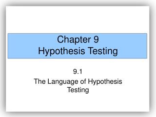  Part 9 Hypothesis Testing 