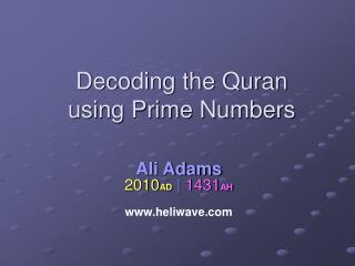  Interpreting the Quran utilizing Prime Numbers 