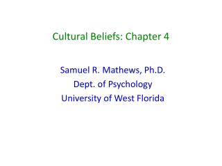  Social Beliefs: Chapter 4 