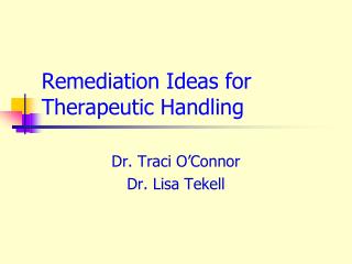  Remediation Ideas for Therapeutic Handling 