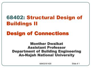  68402: Structural Design of Buildings II 