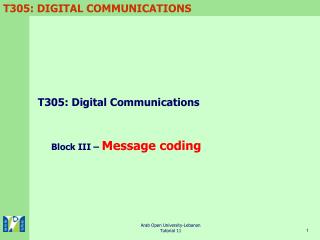  T305: Digital Communications 