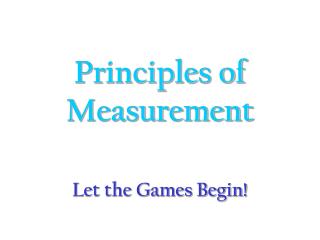  Standards of Measurement 