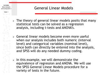  General Linear Models 