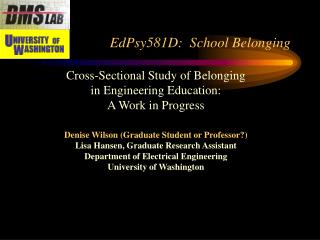  EdPsy581D: School Belonging 
