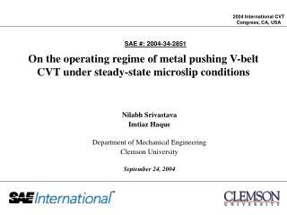  On the working administration of metal pushing V-belt CVT under relentless state microslip conditions 