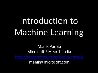  Prologue to Machine Learning 