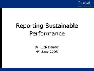  Reporting Sustainable Performance 
