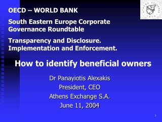  Dr Panayiotis Alexakis President, CEO Athens Exchange S.A. June 11, 2004 