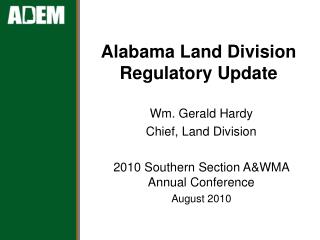  Alabama Land Division Regulatory Update 