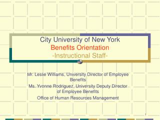  City University of New York Benefits Orientation 