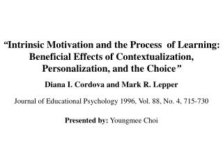  Inborn Motivation and the Process of Learning: Beneficial ... 