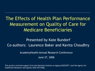  The Effects of Health Plan Performance Measurement on Quality of ... 