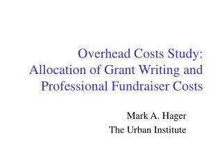  Overhead Costs Study 