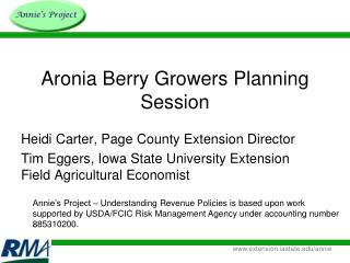  Aronia Berry Growers Planning Session 