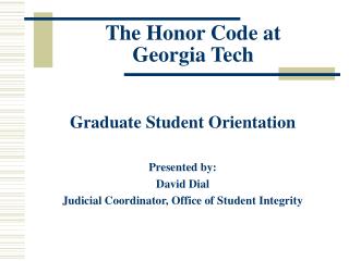  The Honor Code at Georgia Tech 