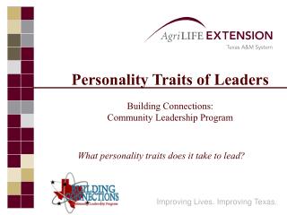  Identity Traits of Leaders Building Connections: Community Leadership Program 