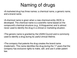  Naming of medications 