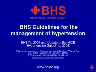  BHS Guidelines for the administration of hypertension 