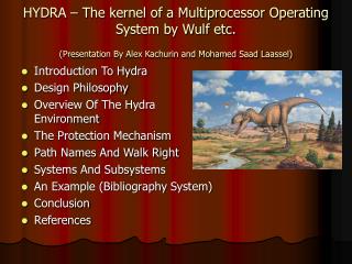  HYDRA The part of a Multiprocessor Operating System by Wulf and so forth. Presentation By Alex Kachurin and Mohamed Saa