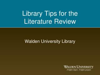  Library Tips for the Literature Review 