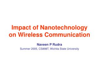  Effect of Nanotechnology on Wireless Communication 