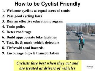  Step by step instructions to be Cyclist Friendly 
