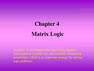  Section 4 Matrix Logic 