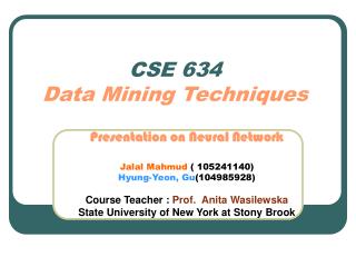  CSE 634 Data Mining Techniques 