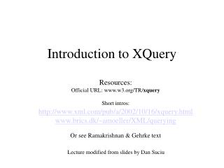  Prologue to XQuery 