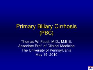  Essential Biliary Cirrhosis PBC 