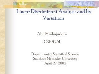 Straight Discriminant Analysis and Its Variations 