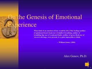  On the Genesis of Emotional Experience 