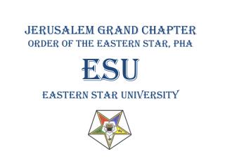 Jerusalem Grand Chapter Order of the Eastern Star, PHA 