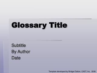  Glossary Title 