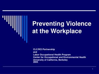  Anticipating Violence at the Workplace 
