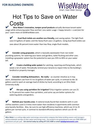  Hot Tips to Save on Water Costs 