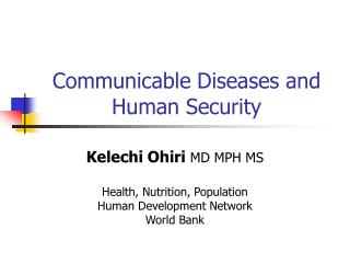  Transferable Diseases and Human Security 